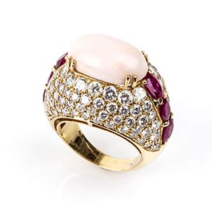 Gold, rubies, pink angel skin coral and ... 