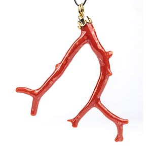 Gold and Mediterranean coral pendant 18k ... 