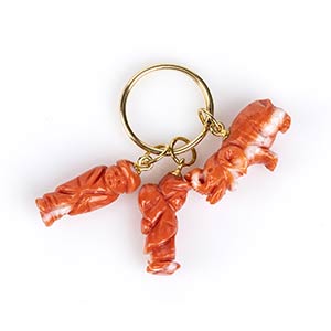 Gold keychain with Cerasuolo coral ... 