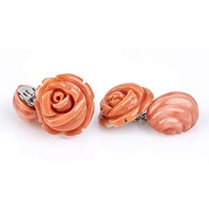 Gold and Cerasuolo coral flower cufflinks ... 
