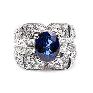 Gold, sapphires and diamonds ring  ... 