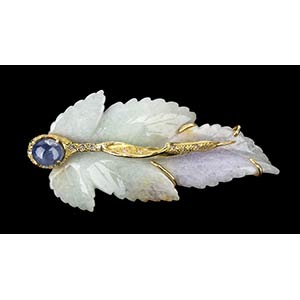 Gold, jadeite, blue asteria sapphire and ... 