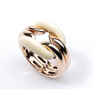 Gold and agate ring - by DAMIANI 18k rose ... 