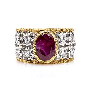 Gold, ruby and diamonds ring  18k ... 