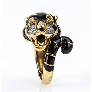 Gold, emerald, enamel panther and ... 