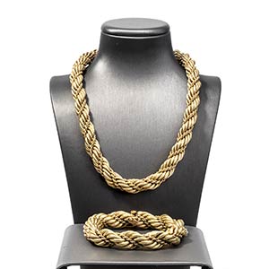 Gold vintage necklace and bracelet  - ... 