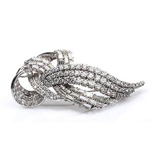 Gold and diamonds brooch 18k white gold, ... 