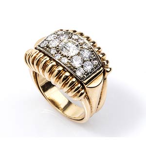 Gold and diamonds vintage ring 18k yellow ... 