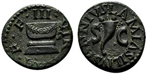 Augustus (27 BC-AD 14). Æ Quadrans (14mm, ... 