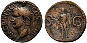Agrippa (died 12 BC). Æ As (25mm, 10.80g, ... 
