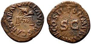 Claudius (41-54). Æ Quadrans (15mm, 2.60g, ... 