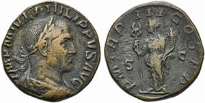 Philip I (244-249). Æ Sestertius (25mm, ... 