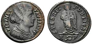 Fausta (Augusta, 324-326). Æ Follis (17mm, ... 