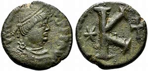 Justinian I (527-565). Æ 20 Nummi (21mm, ... 
