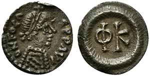 Phocas (602-610). AR Quarter Siliqua - 120 ... 