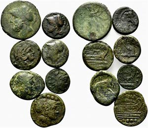 Lot of 7 Roman Republican Æ coins, to be ... 