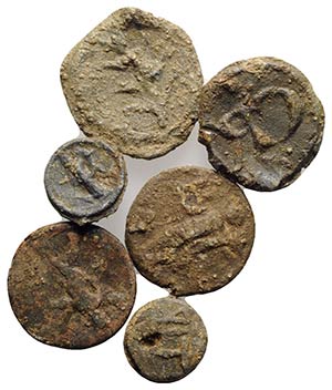 Lot of 6 Roman Pb Tesserae, c. 1st century ... 