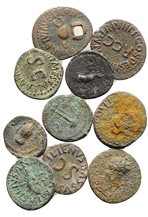 Lot of 10 Roman Imperial Æ Quadrantes (1 ... 