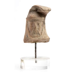 Parthian terracotta bearded head with hat; ... 