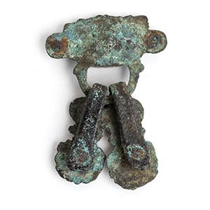 A bronze handle of a Greek cista, ... 