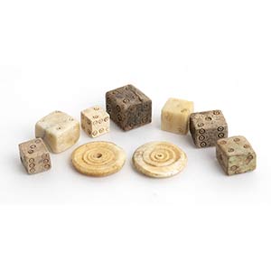Collection of seven Roman bone dice plus two ... 