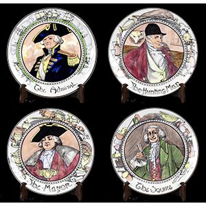 ROYAL DOULTON Four plates decorated with ... 