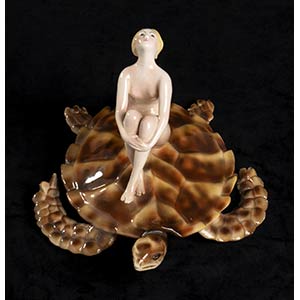 Nude on turtle Glazed ceramic ... 