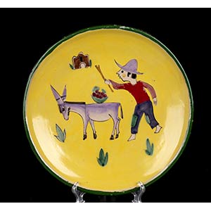 MUSA ROMAYellow plate with a farmer and ... 
