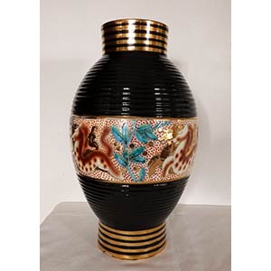 NINO STRADA (1904-1968) - DERUTA Black vase ... 