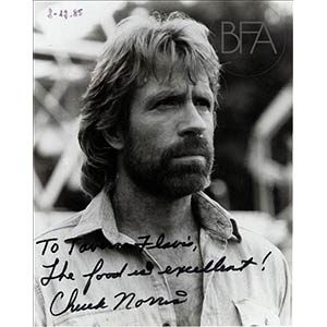 Portrait of Chuck Norris with autograph and ... 