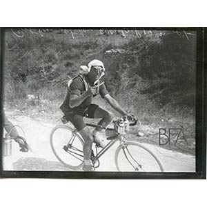 Henry Catelan brakes a lever during a race. ... 