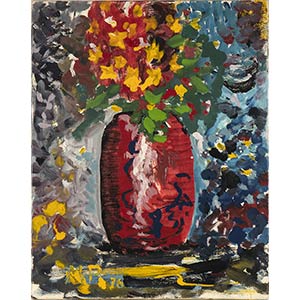 M. P. (XX Century)Vase of flowers, 1976Oil ... 