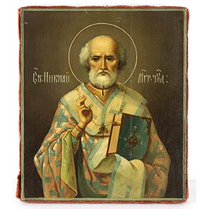 Icon of St Nicholas - 19th-20th Centuryegg ... 