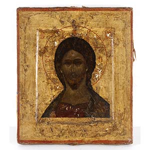 Icona russa raffigurante Volto di Cristo - ... 