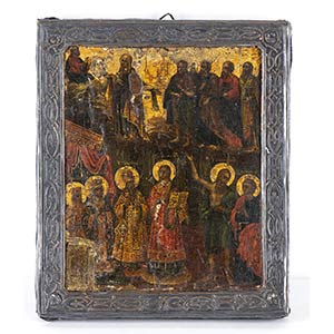 Russian icon with silver oklad of Mary in ... 