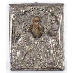 Icon with silver oklad depicting St. Andrew ... 