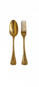 Cucchiaio e forchetta in oro 18k - ... 