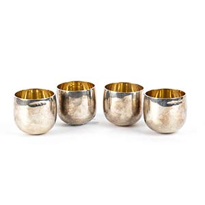 Set of four Italian sterling silver boat ... 