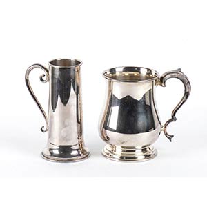 Two 800/1000 silver tankard - Italy, 20th ... 