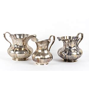 Three 800/1000 silver jugs - Italy, mid 20th ... 