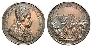 Papal, Clemente XI (1700-1721). Æ Medal ... 