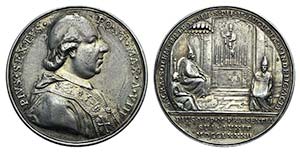 Papal, Pio VI (1775-1799). AR Medal 1782 ... 