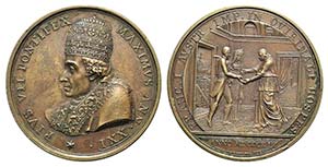 Papal, Pio VII (1800-1823). Æ Medal 1820 ... 