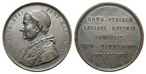 Papal, Gregorio XVI (1831-1846). Æ Medal ... 