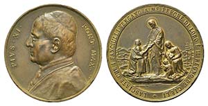 Papal, Pio XI (1922-1939). Æ Medal (47mm, ... 