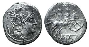Anonymous, Rome, 211-208 BC. AR Quinarius ... 