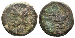 Dophin series, Rome, 189-180 BC. Æ As ... 
