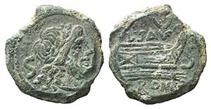 L. Saufeius, Rome, 152 BC. Æ Semis (21mm, ... 