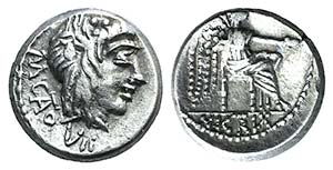 M. Cato, Rome, 89 BC. AR Quinarius (12mm, ... 