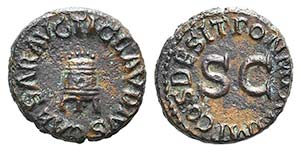 Claudius (41-54). Æ Quadrans (16mm, 3.40g, ... 